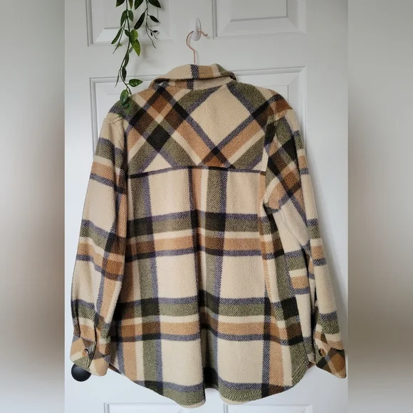 Altar'd State Button-Up Fleece Plaid Jacket - Picture 2 of 6